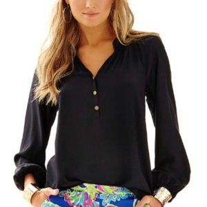 Lilly Pulitzer 100% Silk Elsa Top in Black